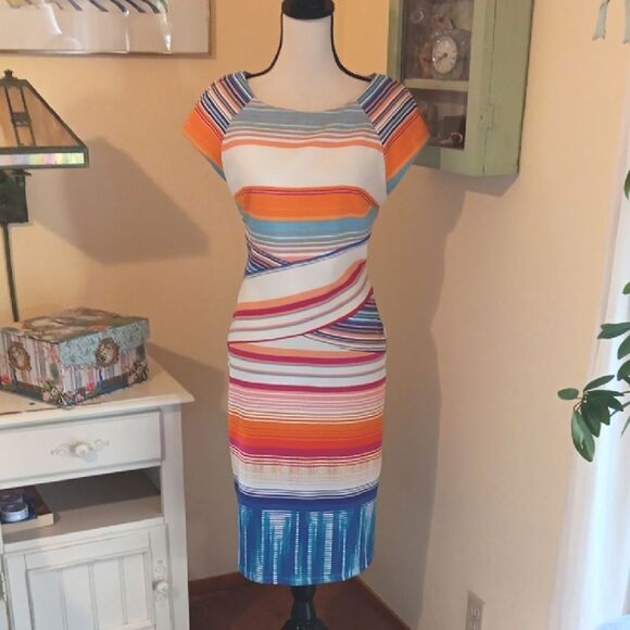 ECI Colorful Striped Dress. Colorful. Beachy - Picture 1 of 10